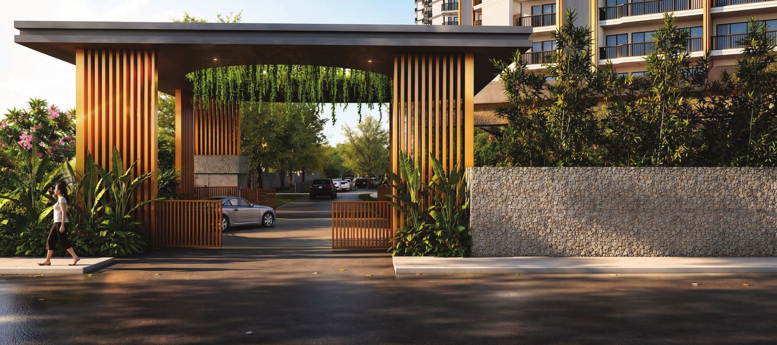Timber-framed arrival gateway