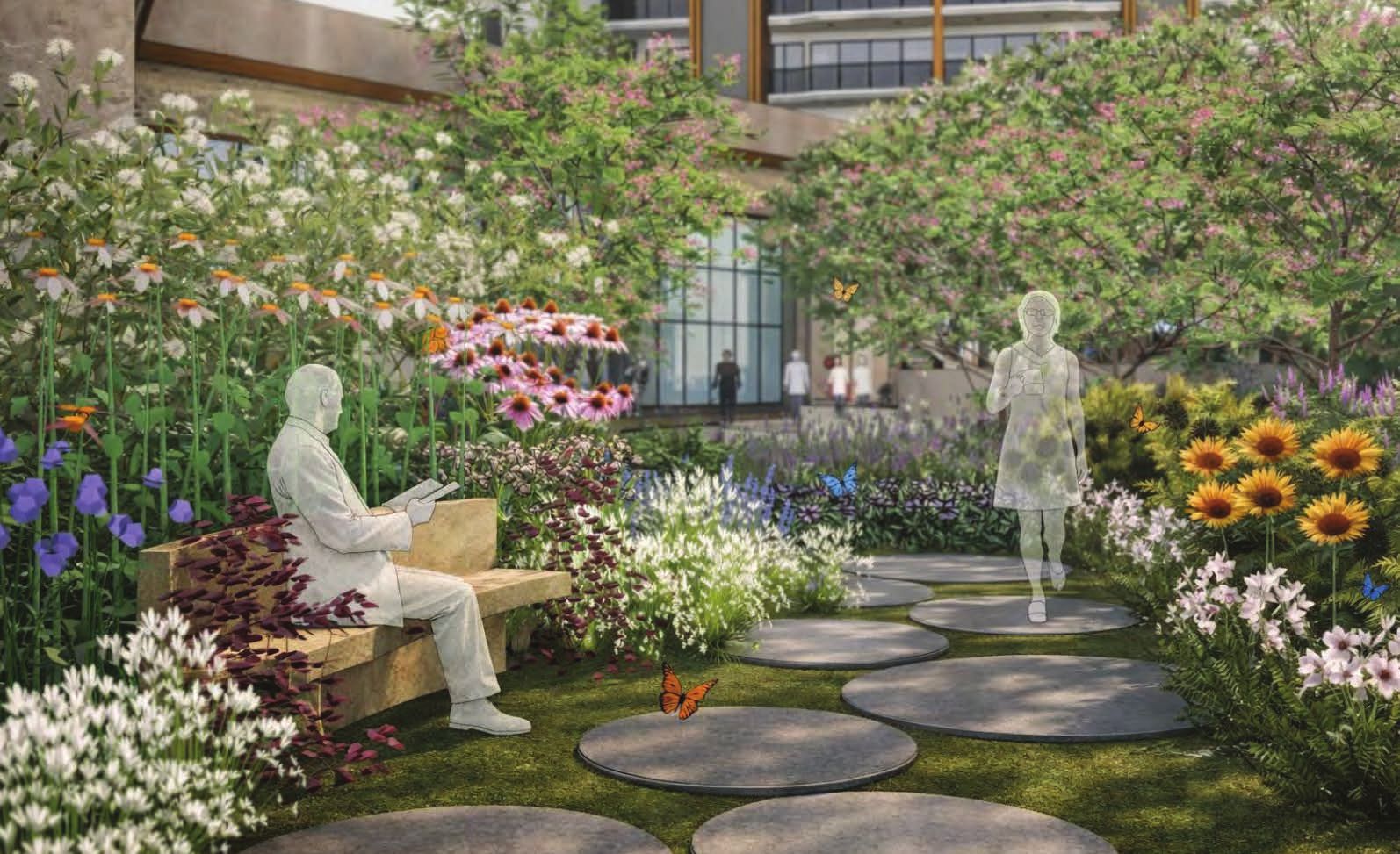 Butterfly garden with stepping stones